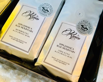 1 lb Dark Roast Whole Bean & 1 lb Whole Bean Medium Roast Jamaica Blue Mountain Gift Set - The Perfect Gift For Any Fine Coffee Connoisseur!