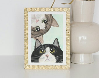 Cats Watercolor PRINT, Fine Art Print, Watercolor, Wall Art, Home Decor, Cats