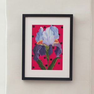 Floral Iris Watercolor PRINT, Floral Art, Wall Art, Home Decor