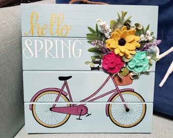 HELLO SPRING Bicycle Sign