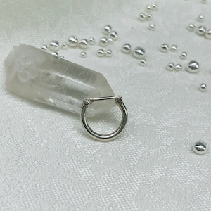 Silver septum with clicker - silver nose ring- body jewelry
