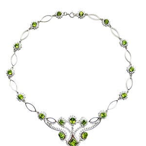 Peridot bib necklace- luxury bib necklace for women - Wedding necklace- prom necklace- green stone necklace- queen bib necklace