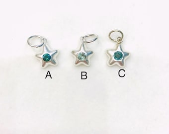 Handmade Silver Clay star Pendant: Star sapphire  Charm minimalist style