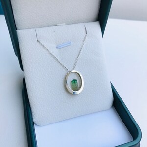 Bicolor Tourmaline Pendant Necklace: Sterling Silver, Vietnamese Jewelry image 5