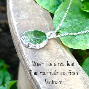 Green tourmaline crystal necklace , tourmaline crystal - natural tourmaline - raw tourmaline necklace