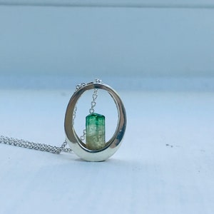 Bicolor Tourmaline Pendant Necklace: Sterling Silver, Vietnamese Jewelry image 2