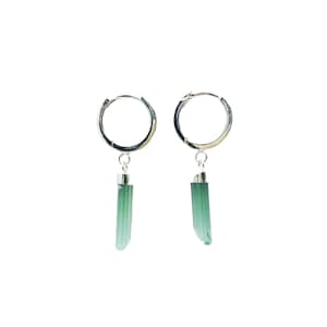Green tourmaline earrings - handmade silver jewelry - from Vietnam- gift for her - dangling  tourmaline earrings