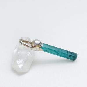 Terminated Indicolite Tourmaline Pendant: Sterling Silver Cap, Natural Crystal