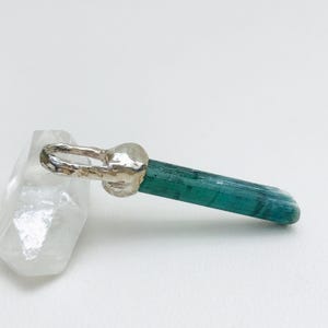 Terminated Indicolite Tourmaline Pendant: Sterling Silver Cap, Natural Crystal