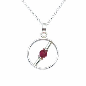 Red Spinel Sterling Silver Pendant - August Birthstone Crystal