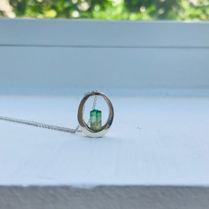 Bicolor Tourmaline Pendant Necklace: Sterling Silver, Vietnamese Jewelry image 3