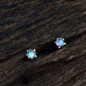 Moonstone stud earrings- stud earrings- small moonstone earrings- silver stud earrings- gift for her