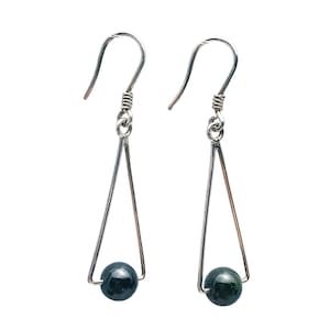Sinple earrings - black tourmaline earrings - silver earrings