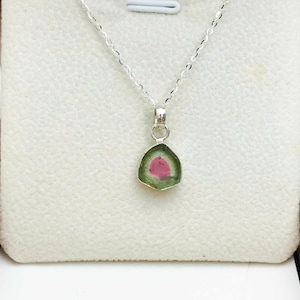Tiny Watermelon tourmaline pendant- tourmaline ring - tourmaline-gift for her-August birthstone-crystal pendant