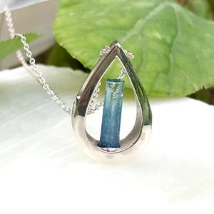 Natural Aquamarine Teardrop Pendant: Sterling Silver March Birthstone