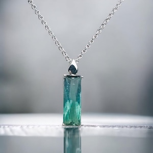 High quality green tourmaline pendant necklace- Gift for her- tourmaline for her- green stone gift