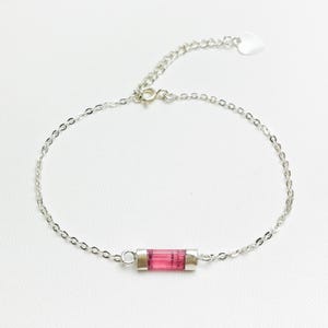 Pink Tourmaline Sterling Silver Bracelet - Handmade Crystal Gem