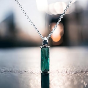 High quality green tourmaline pendant necklace- Gift for her- tourmaline for her- green stone gift