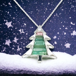 Christmas tree tourmaline pendant- raw tourmaline pendant- raw tourmaline pendant- Christmas jewelry