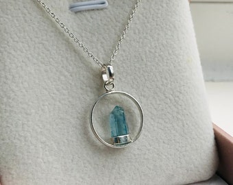 Terminated point aquamarine-High quality aquamarine crystal necklace - aquamarine crystal - birthstone of March