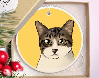 Ceramic Christmas Ornament - Bi-Color Cat