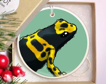 Ceramic Christmas Ornament - Dart Frogs