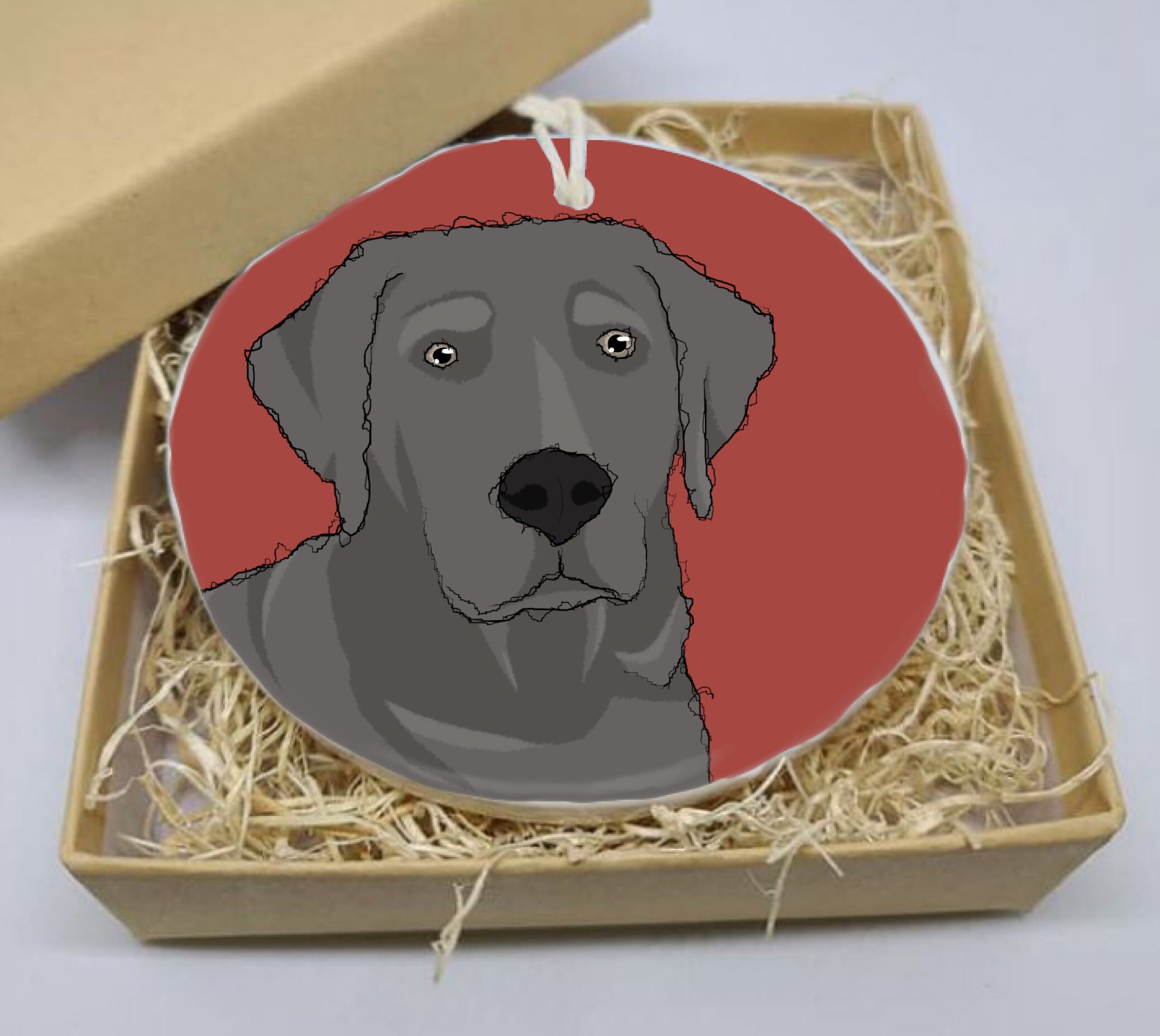 Ceramic Christmas Ornament Silver / Black / Yellow Labrador Etsy