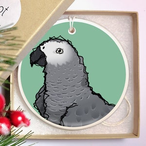 Ceramic Christmas Ornament - African Grey Parrot