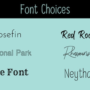 K&ouml;nnte beinhalten: Eine Grafik mit verschiedenen Schriftarten. Die Schriftarten sind "Josefin", "National Park", "Rye Font", "Red Rock", "Rhesmarisa" und "Neythal".