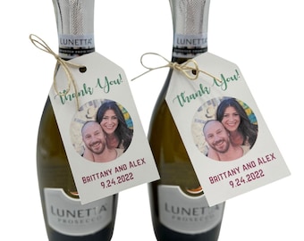 Custom Champagne Bottle Gift Tags: Wedding, Bridal Shower Favors