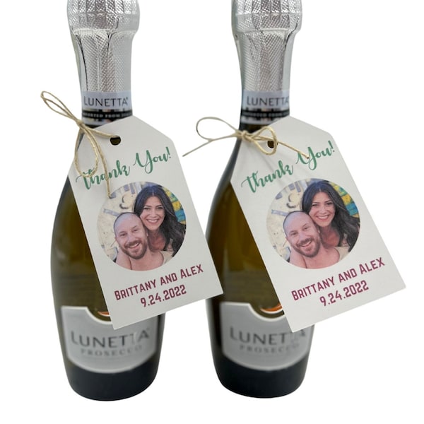 Custom Champagne Bottle Gift Tags: Wedding, Bridal Shower Favors