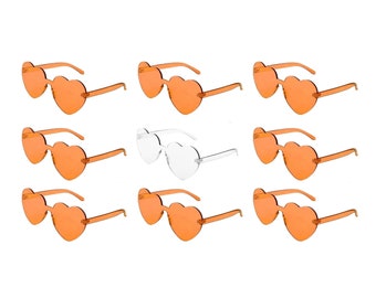 Ensemble de lunettes de soleil coeur orange et blanc, EVJF fiancée et étourdie, mariée rétro, tribu de la mariée, groovy, ivre et confus, années 60-70 Bach