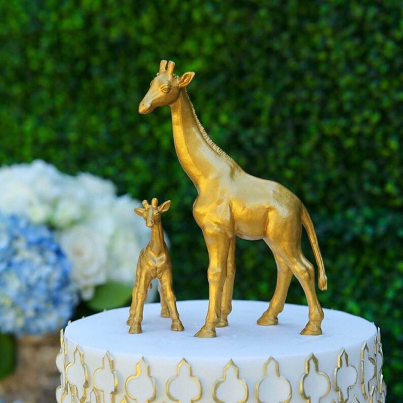 Mother /& Baby Set of 2 Gold Giraffe Cake Topper