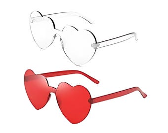 Red and White Heart Sunglasses Set: Bachelorette Party Favors