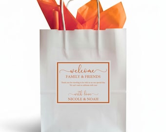 Wedding Welcome Bags for Hotel Guests - Personalized Label - White or Craft Brown