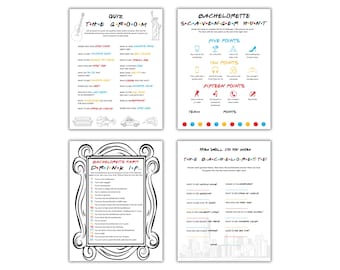 Friends Bachelorette Party Game Bundle: Printable Games  (PDF Download, 2 Sizes)