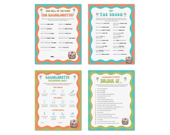 Retro Bachelorette Party Games Bundle: Scavenger Hunt (Printable Download, 2 Sizes)