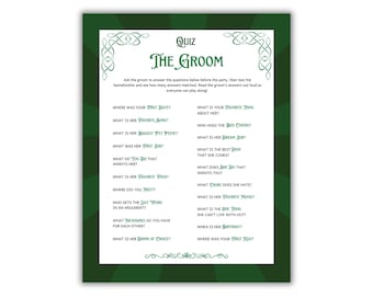 Lucky in Love: Irish Bachelorette 'Quiz The Groom' Game (Printable Download, 2 Sizes)