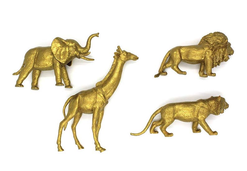 Wild One Birthday Party Glam Baby Shower Gold Safari Animal Centerpiece Set