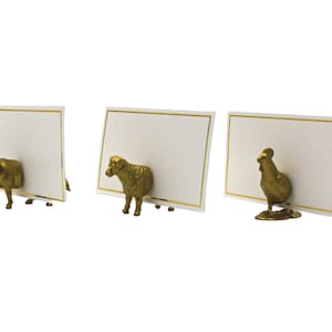 Porta-cartões magnético de animal de fazenda dourado e lembrancinha de festa, porta-cartões de casamento, cartões de chá de bebê de fazenda, cartões de lugar exclusivos