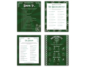 Lucky in Love Bachelorette Party Game Bundle: Irish Theme (Printable Download, 2 Sizes)