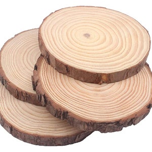 4 Pcs 10-12 inch Large Wood Slices for Centerpieces Unfinished Rustic Wood Slices for Wedding Wood Slabs for Table Centerpieces DIY Projects Wood
