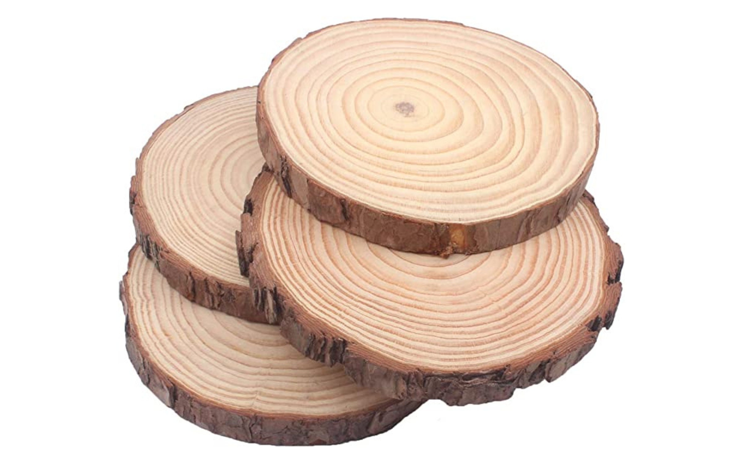 Round Wood Blanks Wood Sheets Slices Unfinished Wood Coaster Wood Pieces  for Crafts Coaster Blanks for Carving 