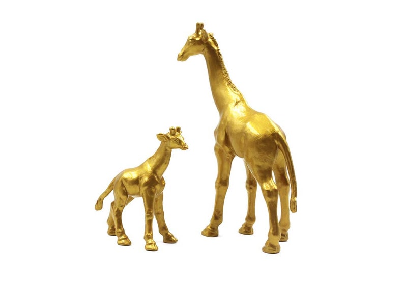 Mother /& Baby Set of 2 Gold Giraffe Cake Topper