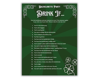Irish Bachelorette Party Game: Lucky in Love Drink If (Printable Download, 2 Sizes)