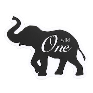 Wild One Elephant Stickers: Black and White, First Birthday Party Favors
