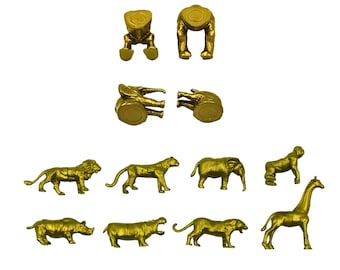 Gold Safari Animal Magnets: Fridge, Office, Party Favors (Set of 8 Animals – 16 Magnets)