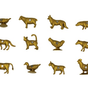 Pequeños imanes de animales de granja de oro, imanes de nevera, favores de fiesta, conjunto de 5 o 10, favores de fiesta, decoración de granja, fiesta de granja, relleno de medias de granja