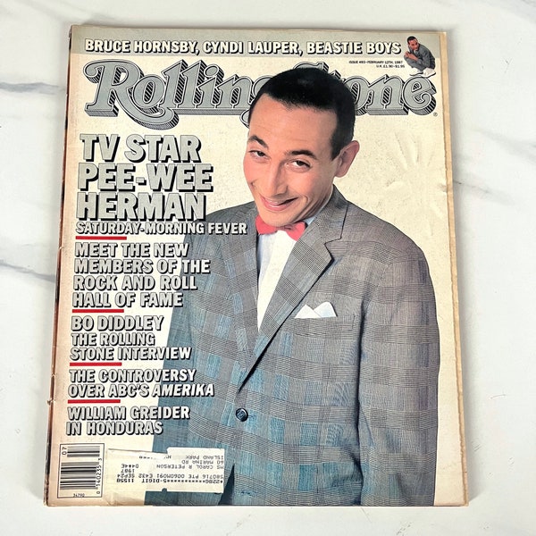 Pee-Wee Herman - Vintage 80's Rolling Stone Magazine 1987- Issue #493 -Movie Star Memorabilia - Collectible Music Magazine