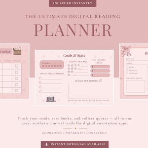 Read, Love, Repeat – Digital Book Planner for iPad | GoodNotes and Notability | Reading Journal, Book Tracker, Stickers & More